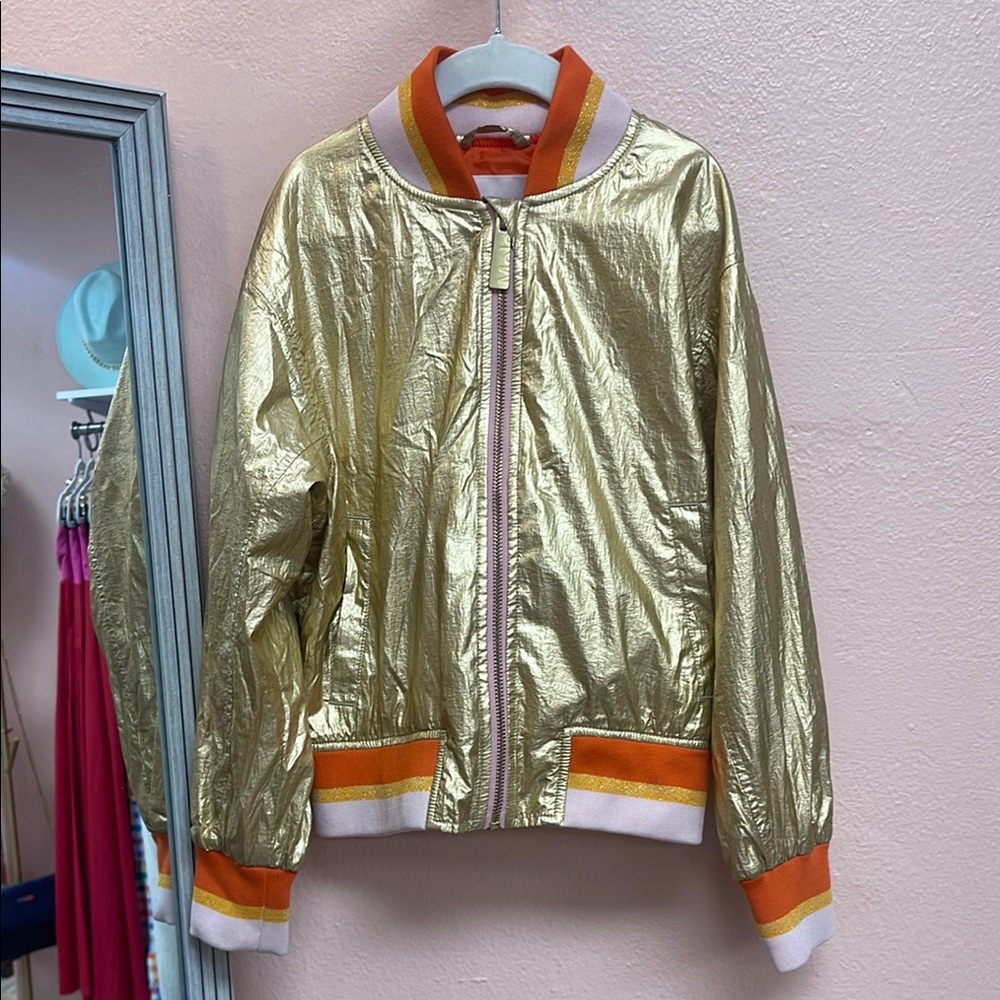 Molo Gold Bomber Jacket with Orange Trim